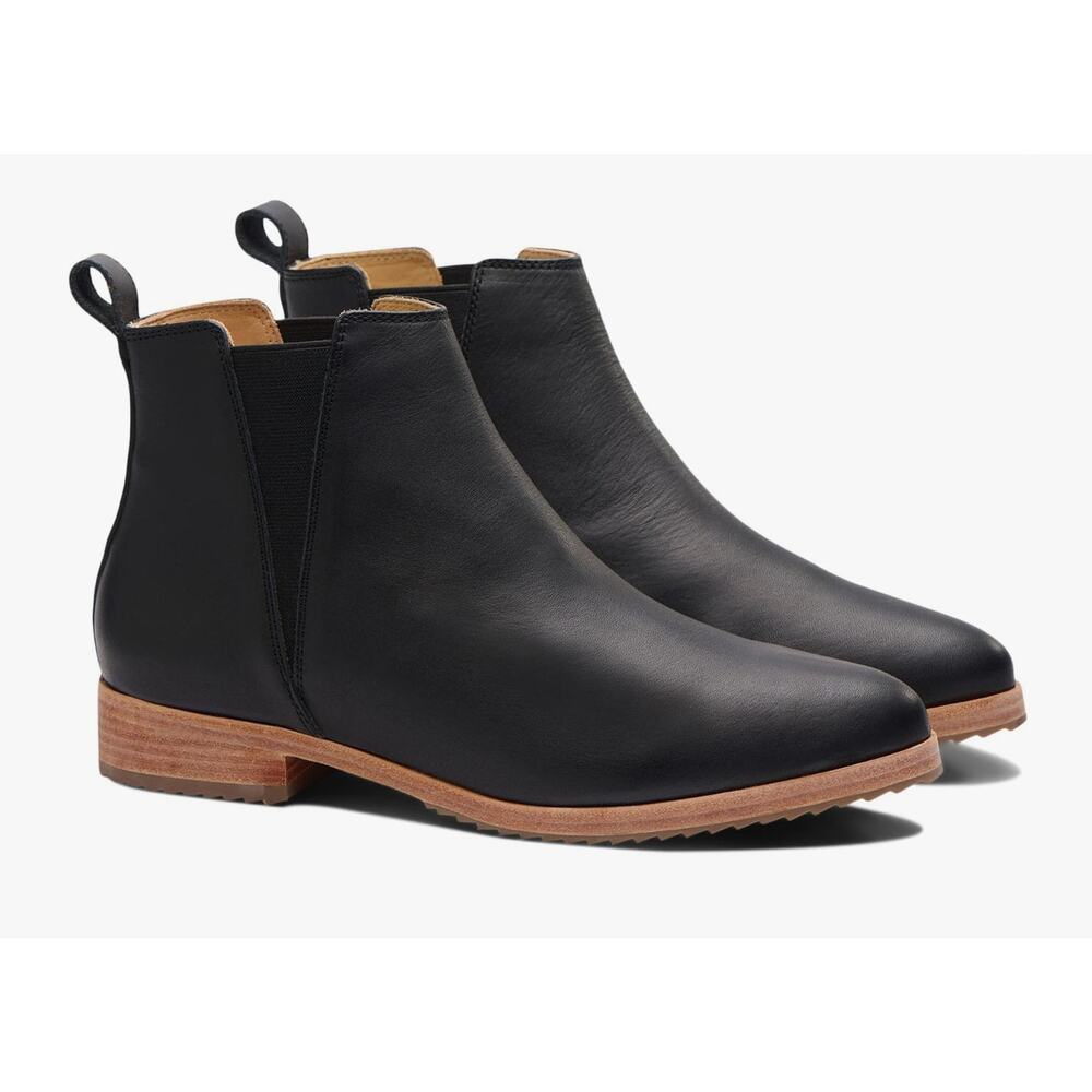 Nisolo Eva Everyday Chelsea Boot Black Leather Size 7.5 NWOB WR Upper Timeless